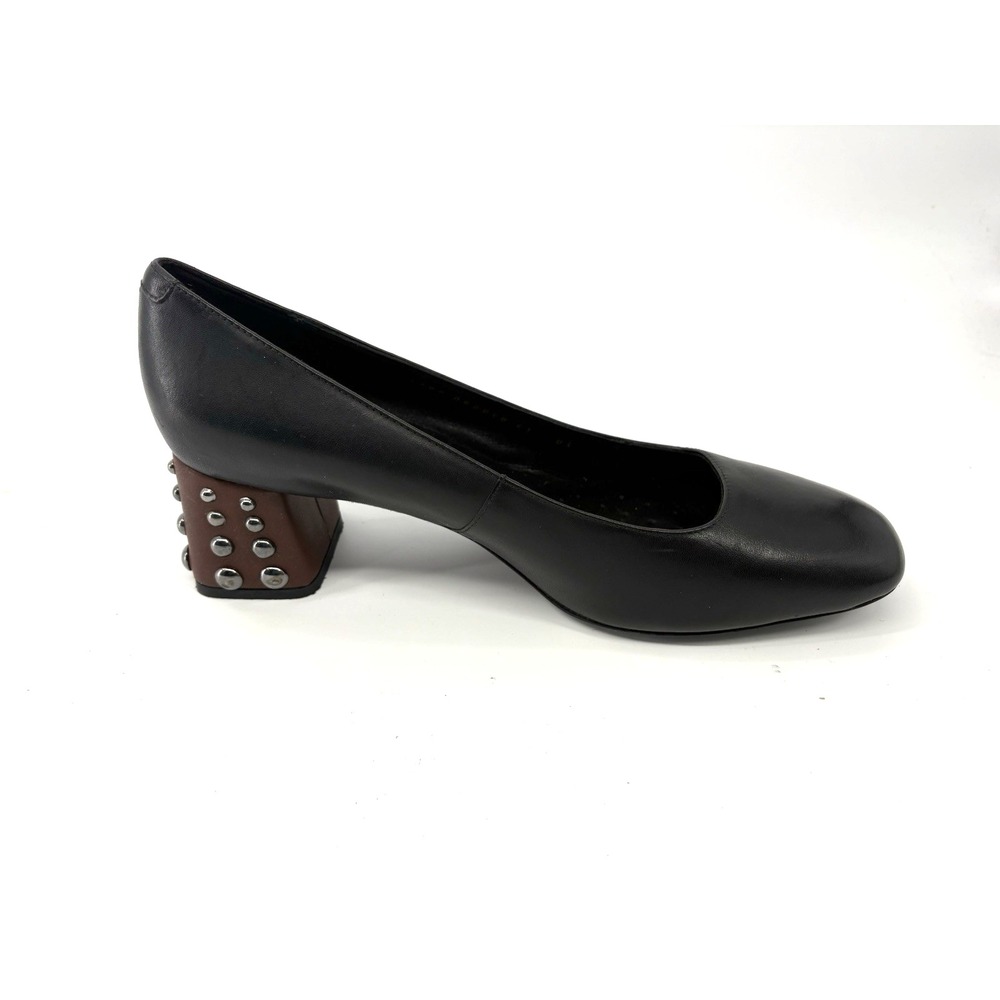 Geox Respira Black & Brown Studded Block Heel Pumps Size 41 / US 10 NWOB
